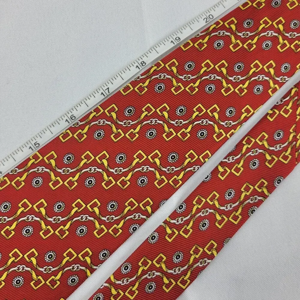 BIJOUX TERNER Red Horsebit 100% Silk Neck Tie 62